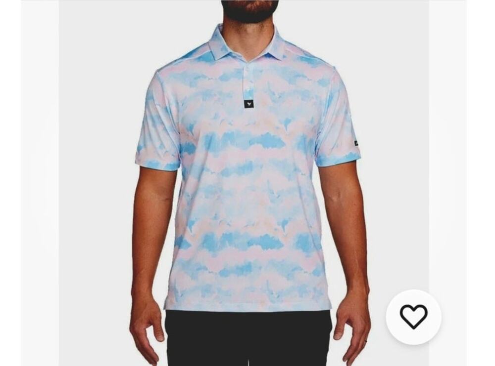 Bad Birdie Cotton Candy Watercolor Golf Men's Polo Shirt, size L